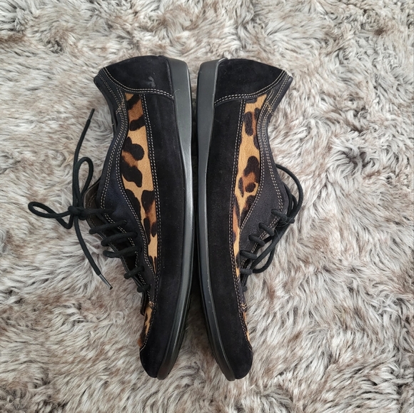 Attilio Giusti Leombruni Vintage Leopard Print Pony Hair Black Suede Size 38 - Picture 2 of 9